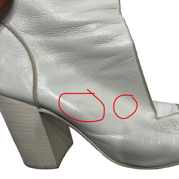 CHANEL 2020C White Leather CC Heeled Block Sock Boot sz 6/36 - Picture 14 of 16